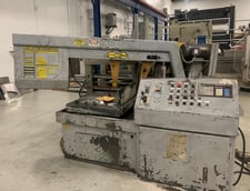 16" x 25" Hyd-Mech #M16A, horizontal band saw, 18' 6" x 1-1/4"blade, PLC Control, blade brush, 1997