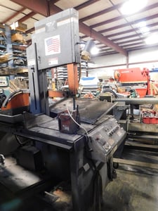18" x 20" Hem #V100LM60, vertical band saw, 15' 6" x 1.25"blade, 5 HP, 60&deg; miter, 2013