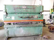 110 Ton, Pacific #J110-10, hydraulic press brake, Automec CNC 1000 back gauge, 10' overall, 1978