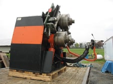 4" x 4" x 1/2" Roundo #R4-S, hydraulic angle roll, hydraulic roll adjustment, 4 way material guide rollers