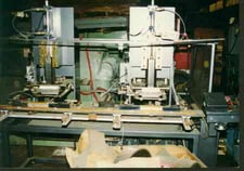 Wagner, Heat Stamp Machine, 2-Head, 3" x 8" Platens, 6" width x 72" L Work Table, 5-10 hours Usage, 1989