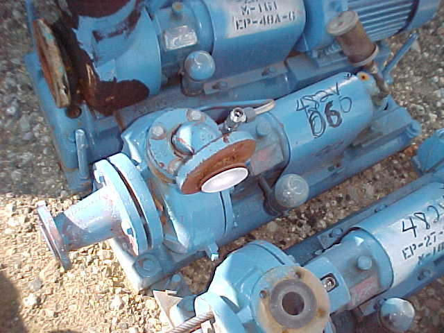 Goulds #3198, Centrifugal Pump, Teflon-Lined, 1.5 x 3" Size, 6.25" diameter Impeller, On Base, No Motor, 1983