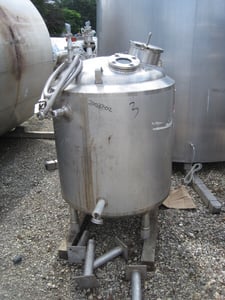 100 gallon SFI, Stainless Steel Jacketed Tank, Vertical, 36" diameter x 50" H, 90 psi @ 176&deg;F, Dish Top and