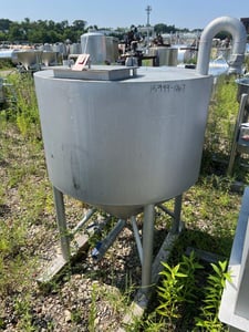 130 gallon Stainless Steel Tank, 40" diameter x 24" Straight Side, Flat Top, Cone Bottom
