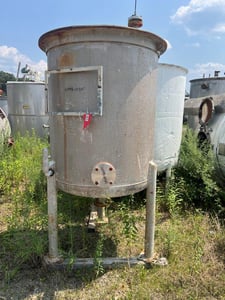 250 gallon Stainless Steel Jacketed Tank, Vertical, 40" diameter x 48" Straight Side, Flat Top, Dish Bottom