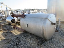 375 gallon Ras Welding & Fabricating, Inc., Stainless Steel Pressure Tank, 48" diameter x 5' Straight Side