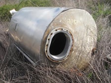 500 gallon Perry Products, Stainless Steel Vertical Tank, 48" diameter x 5' Straight Side, 75 psi @ 365&deg;F
