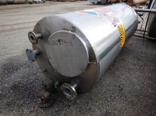 500 gallon Stainless Steel Vertical Tank, 43" Diameter x 86" Straight Side, Dish Top and Bottom