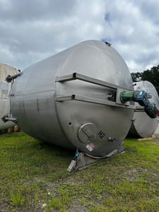 7500 gallon Stainless Steel Jacketed Mix Tank, Vertical, 136" diameter x 120" Straight Side, Dish Top and