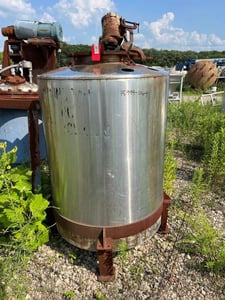 850 gallon Stainless Steel Mix Tank, Vertical, 36" diameter x 48" Straight Side, Cone Top, Flat Bottom