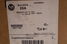 NEW Allen-Bradley 20AD8P0A3AYNANC0 SER A Powerflex AC Drive 5 HP STOCK 3155