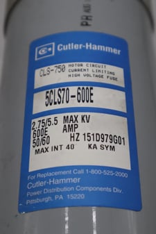Cutler-Hammer hammer cls-750 5cls70-600e 2.75/5.5kv 600e amp high voltage fuse #hs-12