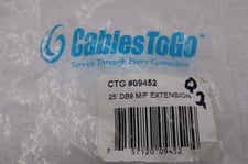 Ctg09452 cable 25 foot length db9 connection male/female extension stock k-3907