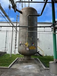 96" diameter x 96" L x 5015 gallon, RVS, Stainless Steel vertical ammonia receiver, R-717 refrigerant
