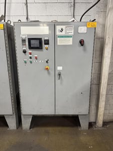 7 cu.ft. Wheelabrator #TMR-7, tumblast machine, rubber belt, 25 HP EZ Fit wheel, PLC Control