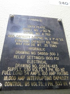 90 Ton, Pacific #J90-8, press brake with 1-Axis CNC back gauge with new 9x9 Control, 8' overall, 1989