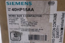 Siemens 40hp15aa contactor sz3 1ph opn 120/240v stock 4600