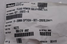 NEW OPEN BOX PARKER 027-22072-0 / 027220720 AMPLIFIER STOCK L-373-A