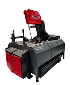 18" x 28" RMT #S-FAB-VSM-18-18, semi automatic vertical double miter bandsaw, 49-349 FPM, 5.4 HP, 1.3" x