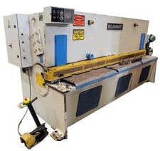1/4" x 10' Summit #10X1/4, Hydraulic swing beam shear, 122" cut length, 39-3/8" Back Gauge adj, 20 HP, front