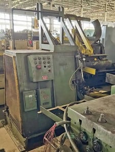 10000 lb. Bradbury #420-36, uncoiler with coil car, 36" width, 60" outside dimensions, 17.5"-25"ID, 15 HP