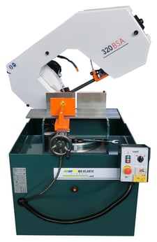 10.8" x 12.6" MidAtlantic Global Carif #320-BSA, medium fully hydraulic bandsaw, 1" x 119" x 0.035" blade