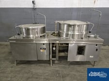 Market Forge #MT60E, Commercial Dual Soup Kettles, Stainless Steel, 30" & 26" diameter, dumpers & spigots