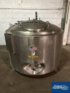 200 gallon Precision, Kettle, Stainless Steel 304L, 50" diameter x 28" straight side, dish top, flat sloping