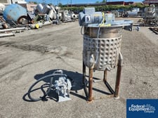 43 gallon Viatec, kettle, Stainless Steel, 50 psi @ 300&deg;F, 1.5 HP bridge mount mixer, legs, Sandpiper pump