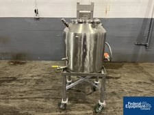 25 gallon Stainless Steel Kettle, 18" diameter x 24" straight side, open top, flat slope bottom, jacketed