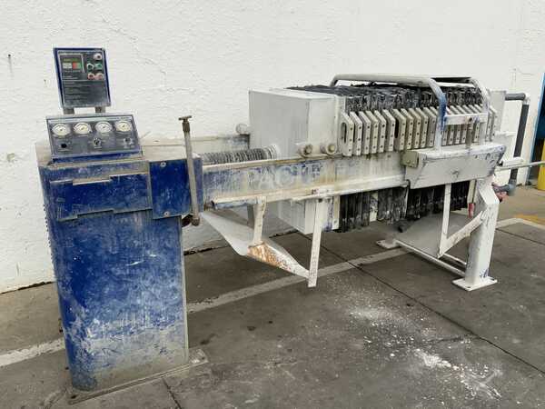 Pacific, dewatering filter press, 21 plate, 100 psi, hydraulic clamp pressure, Automatic Pump Control AP-2