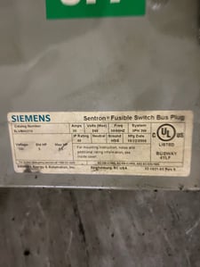 30 Amps, Siemens Sentron, Catalog #3SLVBH3210, 3ph 3wire Fusible Switch Bus Plugs, 240 Volts