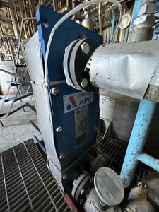 73 sq.ft., APV, Stainless Steel Plate Heat Exchanger, (21) 13.875" x 36" x 0.02" thick Plates, 150 psi @