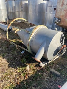 Stainless Steel Cyclone, 34" width x 36" H Seam to Seam, 44" Cone Bottom, 6" Outlet, 4-Legs w/33" Clearance