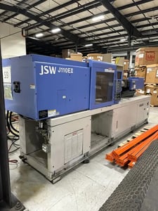 110 Ton, 5.6 oz., JSW #J110EII, horizontal plastic injection molder, 29.53" daylight, 16.14" x 16.14" tie bar