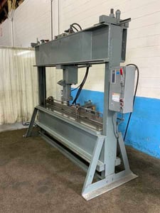 75 Ton, Dake #23-168, H-frame straightening press, 11" stroke, 12-1/2" x 99" bed area, joystick Control, 1.5