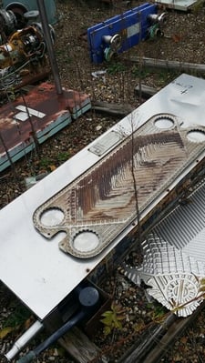 35 sq.ft., Doucette Industries #N3Y31, Tube-in-Tube Heat Exchanger, Stainless Steel, Sanitary, (3) Banks of