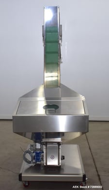 8" width SARG, Incline Belt Conveyor, w/ Hopper & Cleated Belt, casters, 1620 RPM, Stainless Steel