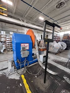 6000 lb. Coe Press Equipment, uncoiler w/ coil car, 18" width, 60" outside dimensions, manual jog, 3-leaf