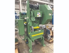 40 Ton, Rousselle #4F, flywheel single crank OBI press, 3" stroke, 12" Shut Height, 3.5"adj., 105 SPM, 26"