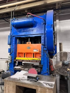 150 Ton, Bliss #S2-150-48-30, straight side double crank press, 4" stroke, 20" Shut Height, 8" adj., 48"