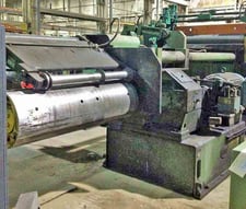 40000 lb. Yoder, recoiler, 72" OD, 64" face drum, 20" diameter drum, manual grip & expansion, hydraulic