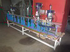 Somark #MPA, hot stamp press line, Maple bench, (3) machines, (1) fIxed, (2) adjustable, Tag #15487