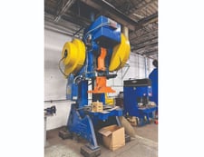 125 Ton, Johnson #125-BGAC, single point OBI press, 8" stroke, 18" Shut Height, 42" x27"bed, 30 SPM, air