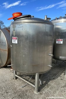 575 gallon Cherry Burrell, Vertical Jacketed Tank, Stainless Steel, 54" diameter x 54" straight side, dish