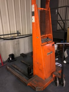 1500 lb. Presto #PS62, Pallet Stacker w/Power Lift, 3" x 36" x 1.5" thick Fork, 60" Lift height, 24" Load