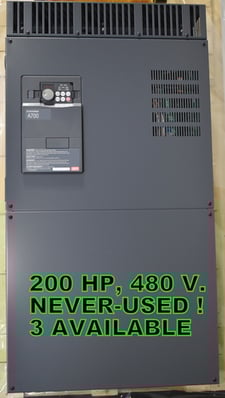 200 HP Mitsubishi VFD, FR-A740-03250-NA, 3 drives available, un-used/never used