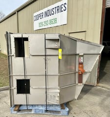 Stainless incline screw conveyor, 85 cu.ft., hopper, 2 vibratory generators, 1 electric/ 1 pneumatic