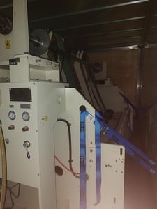 Baosuo #PF-EA-2900, 112" wide slitter rewinder, 3 unwind stands, 350 FPM, 2019