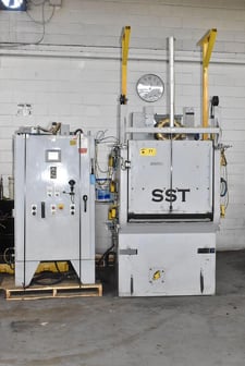 6 cu.ft. Sinto #6BB, tumbler blasters, Goff style 15 HP direct drive wheel, rubber belt, PLC controls,